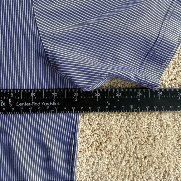Men’s Crocodile Polo Shirt Size L Blue Striped Golf Casual Short Sleeve Pocket - Picture 8 of 8